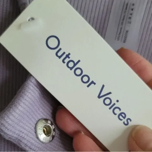 Outdoor Voices, CozyRib Cropped Cardigan, Earl Grey, Size Small - Picture 3 of 7